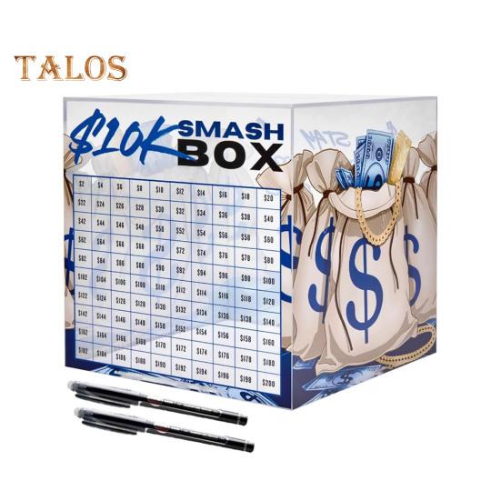 

Прозрачная акриловая копилка с 2 ручками, большая емкость 10 тыс. долларов США, копилка, контейнер для монет и денег, для детей и взрослых, банка для хранения денег 15cm синий