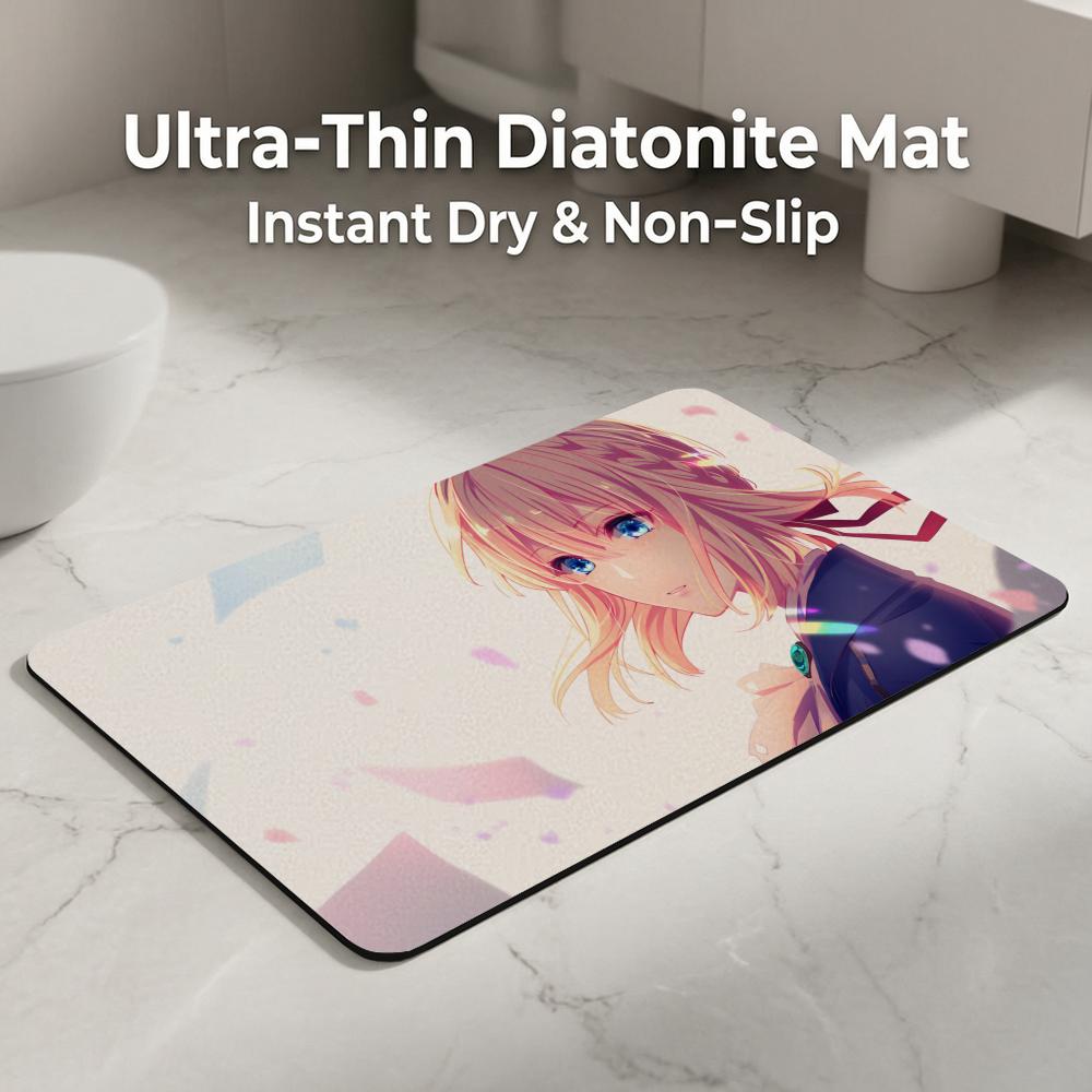 Anime V-Violet E-Evergarden Floor Mat Diatomite Bath Mat, Quick Dry, Absorbent, Multi-Scene Mat