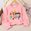 Kids Long‑Sleeve Crewneck Sweatshirt, Cute ABC Blocks Apple Sun Carrot Pattern Print,Daily Casual Top for Spring & Autumn