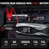 X7 3000A Jump Starter, PD 60W Dual Charging, 12V Portable Battery Pack with 3.2' HD Display, IP63 Waterproof