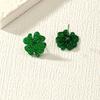 Green four-leaf clover stud earrings, summer small fresh acrylic material, daily commuting