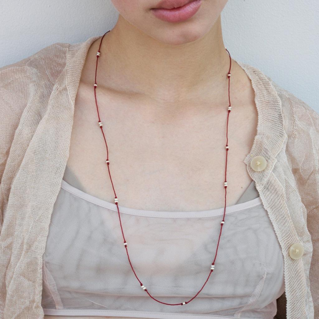 Niche Personalized High-Grade Metal Copper-Plated Platinum Ball Beaded Long Chain Woven Rope Trendy Fashion Simple Necklace