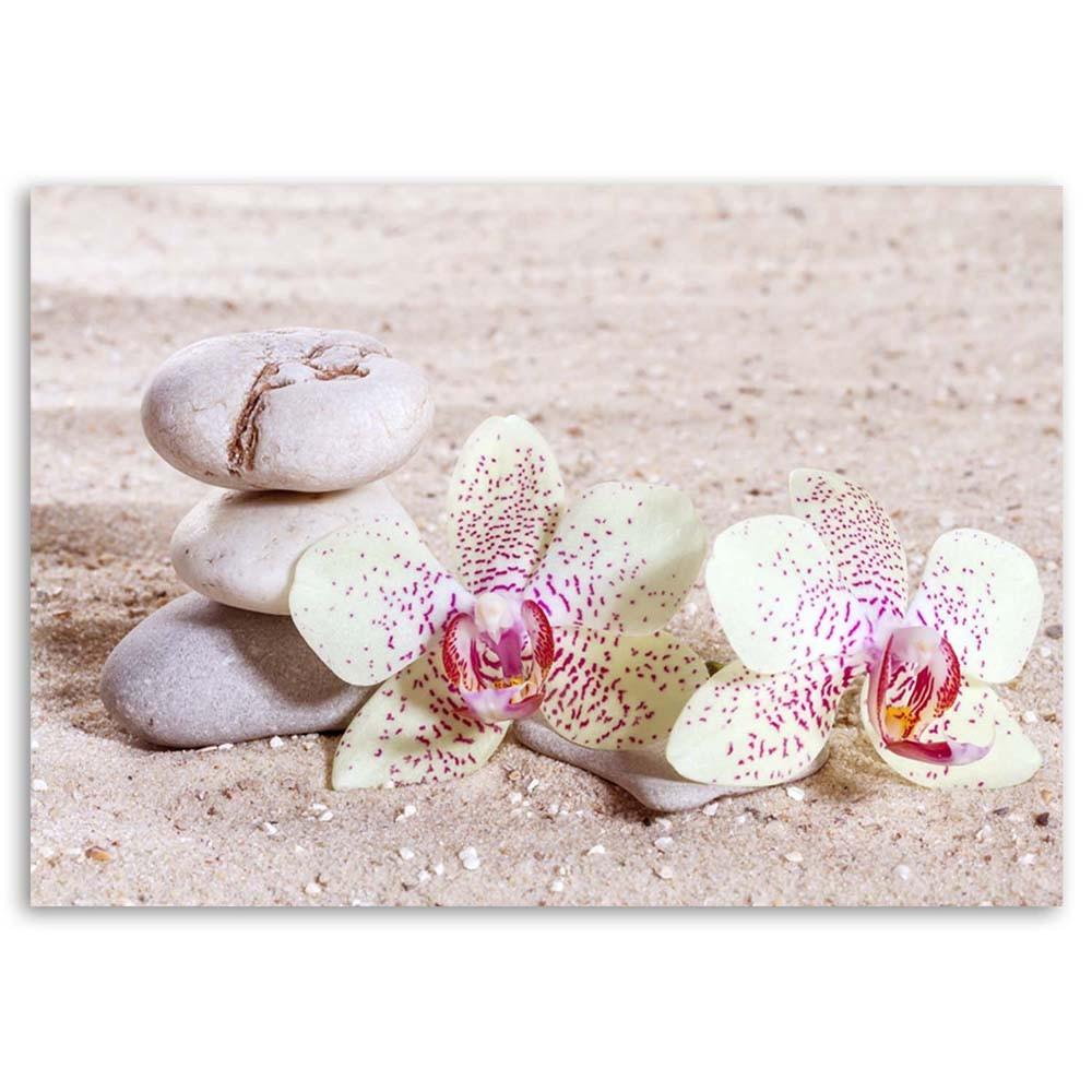 Canvas Print, Orchid and Stones On Sand