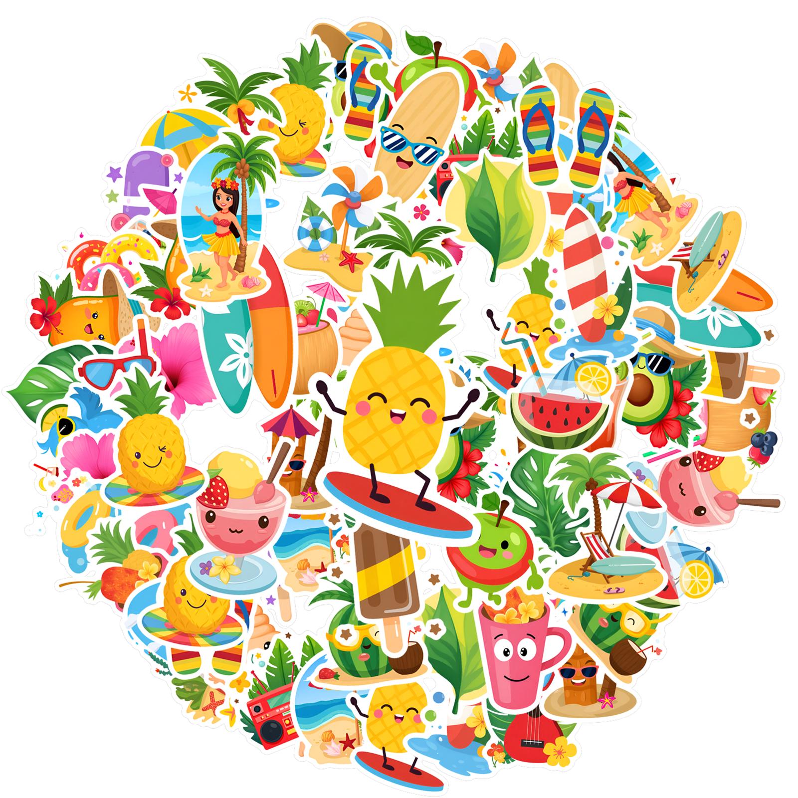 

35pcs-50pcs Whimsical Vacation Stickers Colorful Tropical Stickers Tropical Stickers For DIY Phone Guitar Laptop