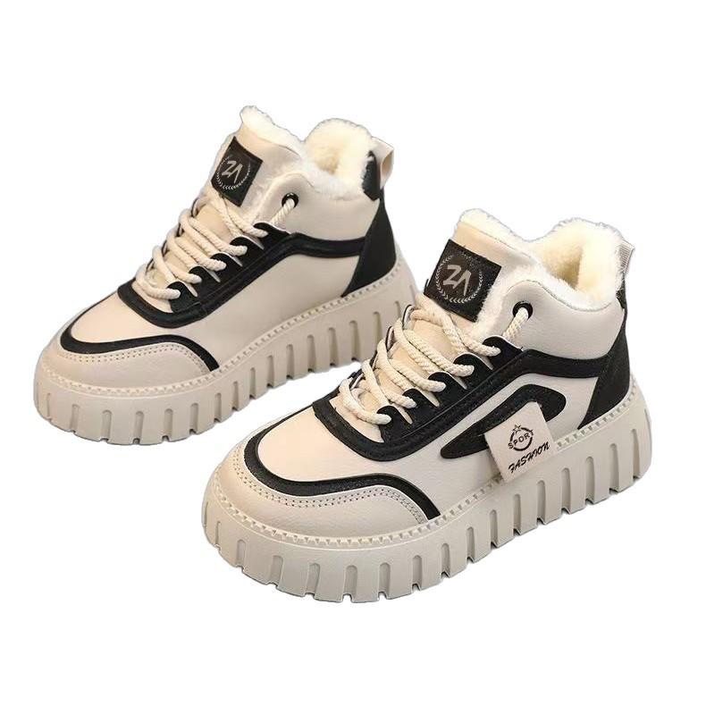 

2025 Women s High-Top Cotton Shoes - Warm, Thick, Comfortable & Trendy Korean Winter Fashion 41 чёрный
