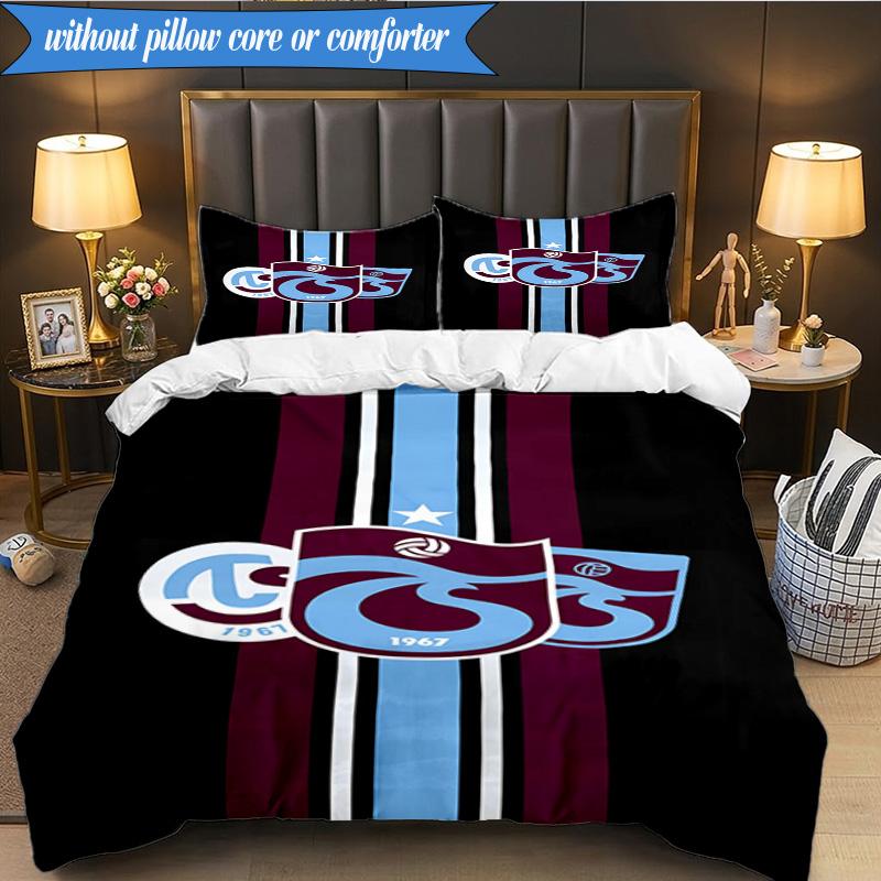 3PCS Trabzonspor Crest Emblem Bedding Set 2D Printing (Includes 1 Duvet Cover + 2 Pillowcases Coreless), Bedroom decor,Fan gift