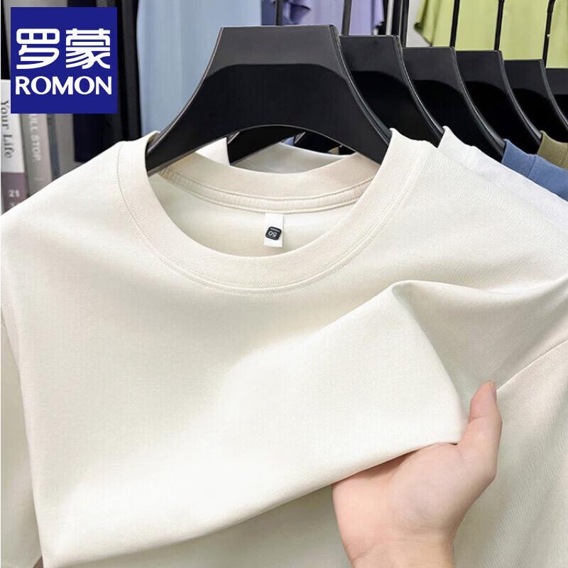 Romon Men s Casual Cotton Silk Blend Round Neck T-Shirt L