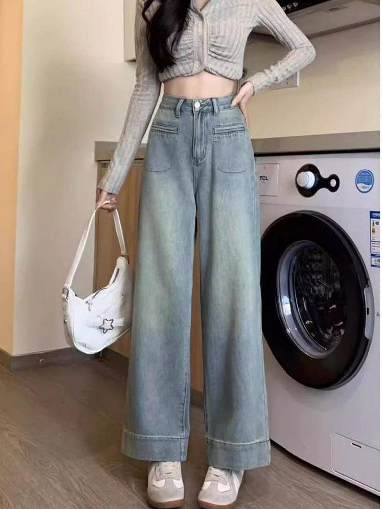 Retro High-Waisted Wide-Leg Women's Jeans - 2025 Summer Slim Fit Casual Pants