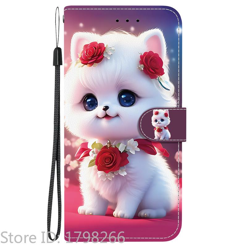 Elegante Portafoglio Colorato con Fiore Custodia per Telefono per Samsung Galaxy A27 5G SM-A276 A 27 Copertura in Pelle Flip Magnetica Carino Modello 3D Capa