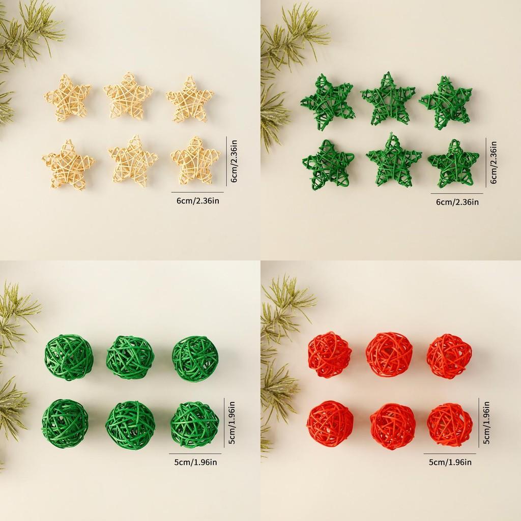 Christmas Wicker Decorations Star Heart Hanging Set For Festival Celebration