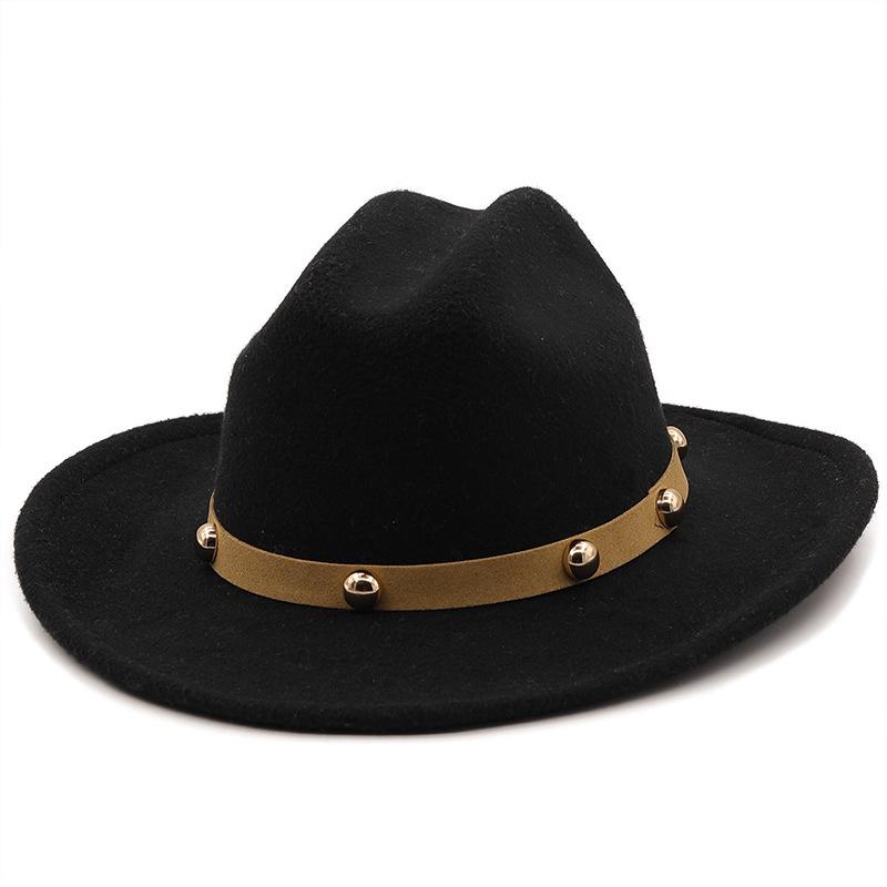 Wool Top Hat, European, American Autumn and Winter Retro Gentleman and Gentleman, Jazz, Flat Brim, Felt, Upturned Edge, Big Eaves Hat