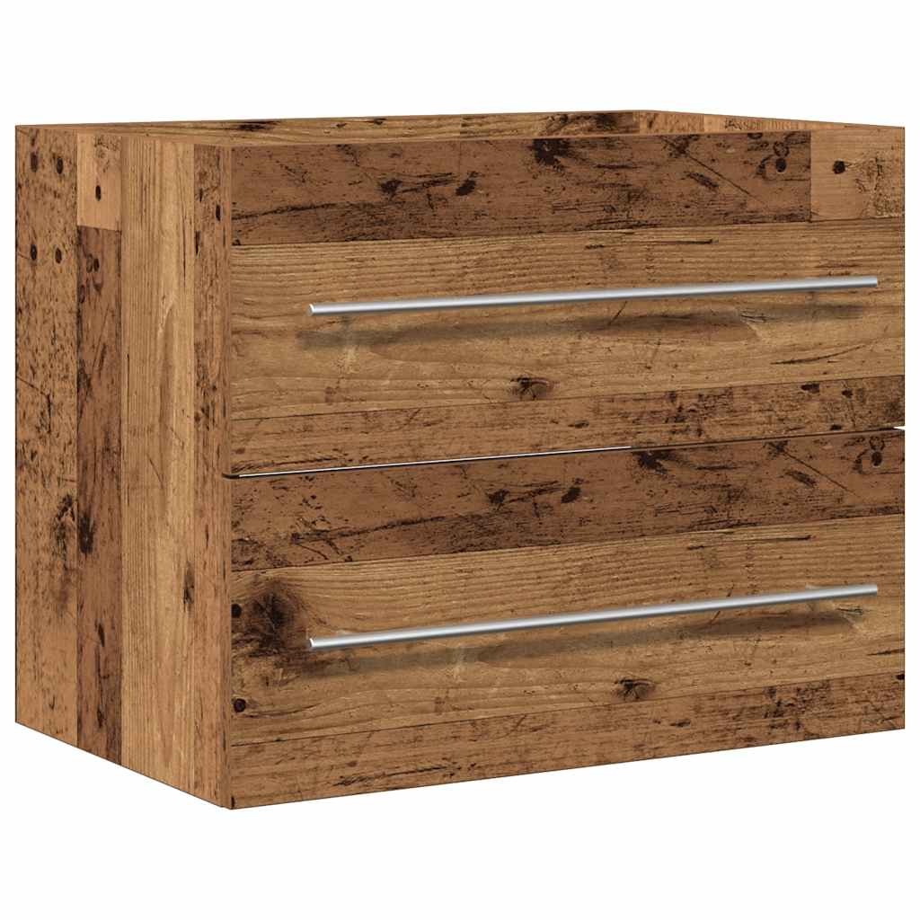 Bathroom Vanity Unit with Rustic Wood Effect 60 X 38.5 X 48 Cm