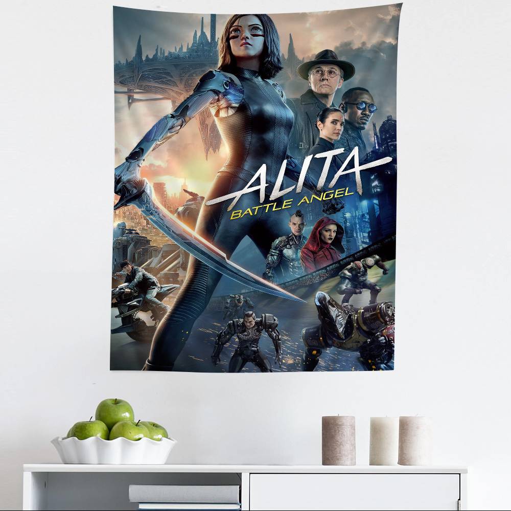 Alita Battle Angel Printed Large Wall Tapestry Indian Buddha Wall Decoration Witchcraft Bohemian Hippie Wall Art Decor 100X70CM