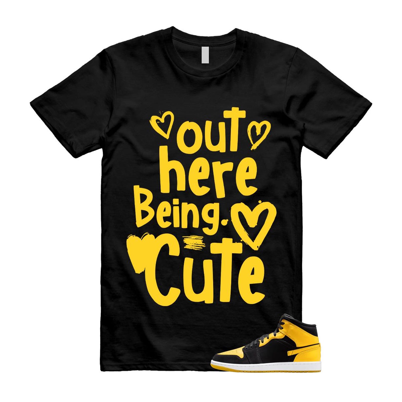 1 New Love Black Varsity Maize Yellow T Shirt Match C2 4XL