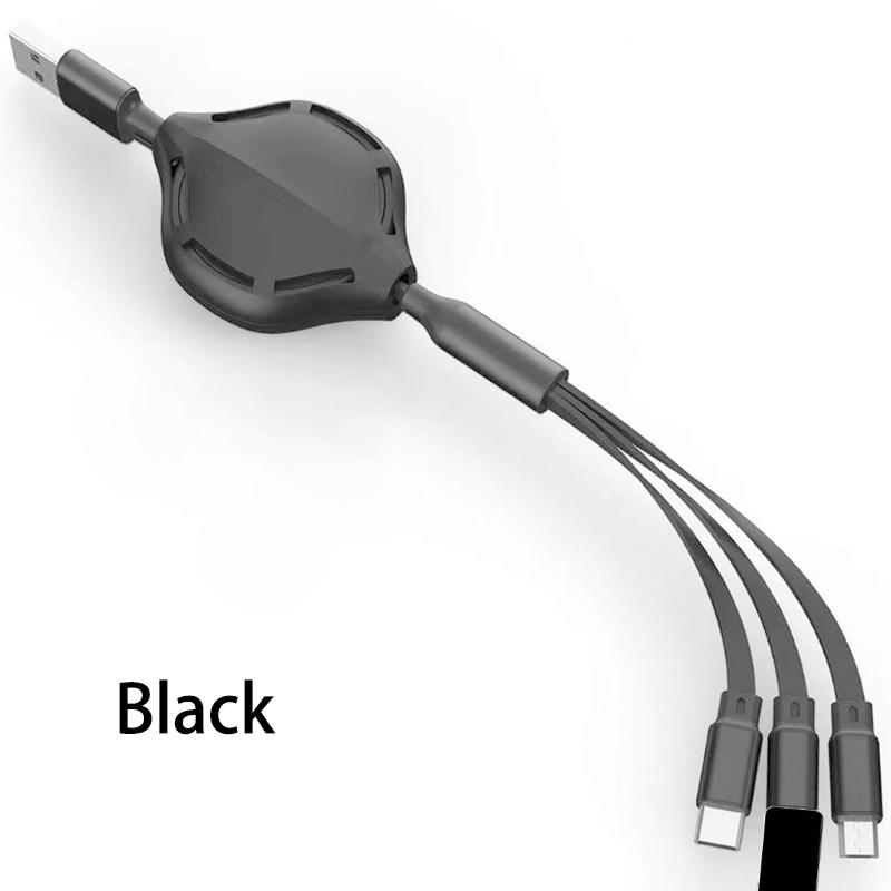 3in1 USB Cable for IPhone Type-C Charger Charging Micro USB Telescopic Extension Phone Cable