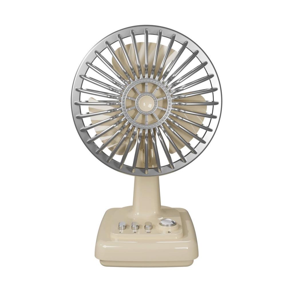 Xiaomi Retro Rechargeable Table Fan 3 Speeds Adjustable 45° Head Tilt Metal Brushless Desk Fan for Home Bedrooms Dorm Rooms or Office