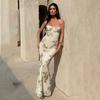 European and American Style Women's Clothing Summer New INS Temperament Sexy Slim and Thin Backless Lace-up Dress Long Dress