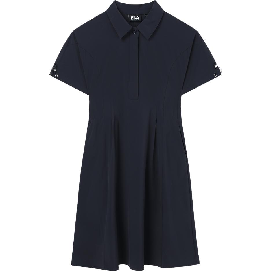 FILA Logo Woven Loose Polo Short Sleeve Dress Women Dresses Legendary-Blue F11W334303FNV
