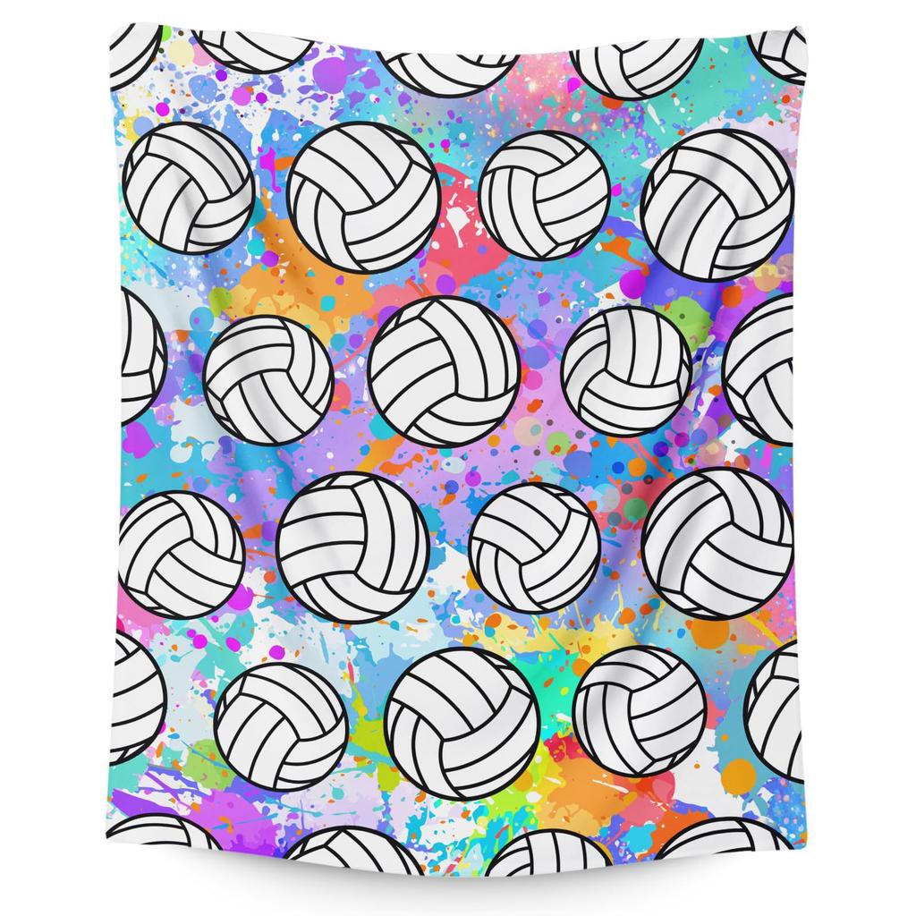Volleyball Print Flannel Blanket Bedspread Nap Blanket Sports Theme Blanket