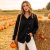 Women's Casual Loose Fit Long Sleeve Button Down Hooded Knit Cardigan Sweater