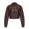 Spring and Autumn new loose casual leather jacket women's long-sleeved single-breasted women's short jacket lapel fashion