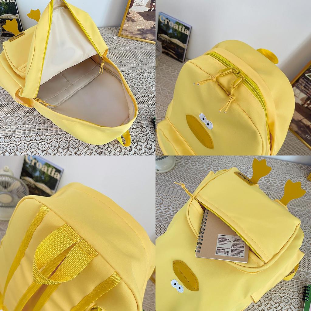 Cute Duck Design Nylon Girls Backpack Waterproof And Spacious High-quality School Bag