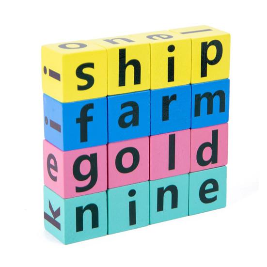 Word Spelling Game CVC Phonics Flash Card Wooden Letter Building Block Toddlers Alphabet
