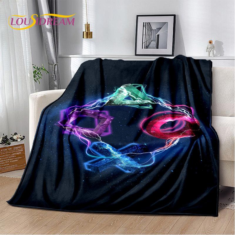 Cartoon-Gamer-Gamepad-Game-Over-weiche Plüschdecke, Flanelldecke, Überwurf, Deckenbezug für Wohnzimmer, Schlafzimmer, Betten, Sofa, Picknick
