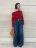 flared denim pants 09WFP245100BLU0 High-waisted