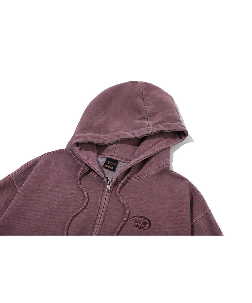 Cpgn Studio [2-Way] Sleeve Star Pigment Hoodie Zip-Up Dusty Pink