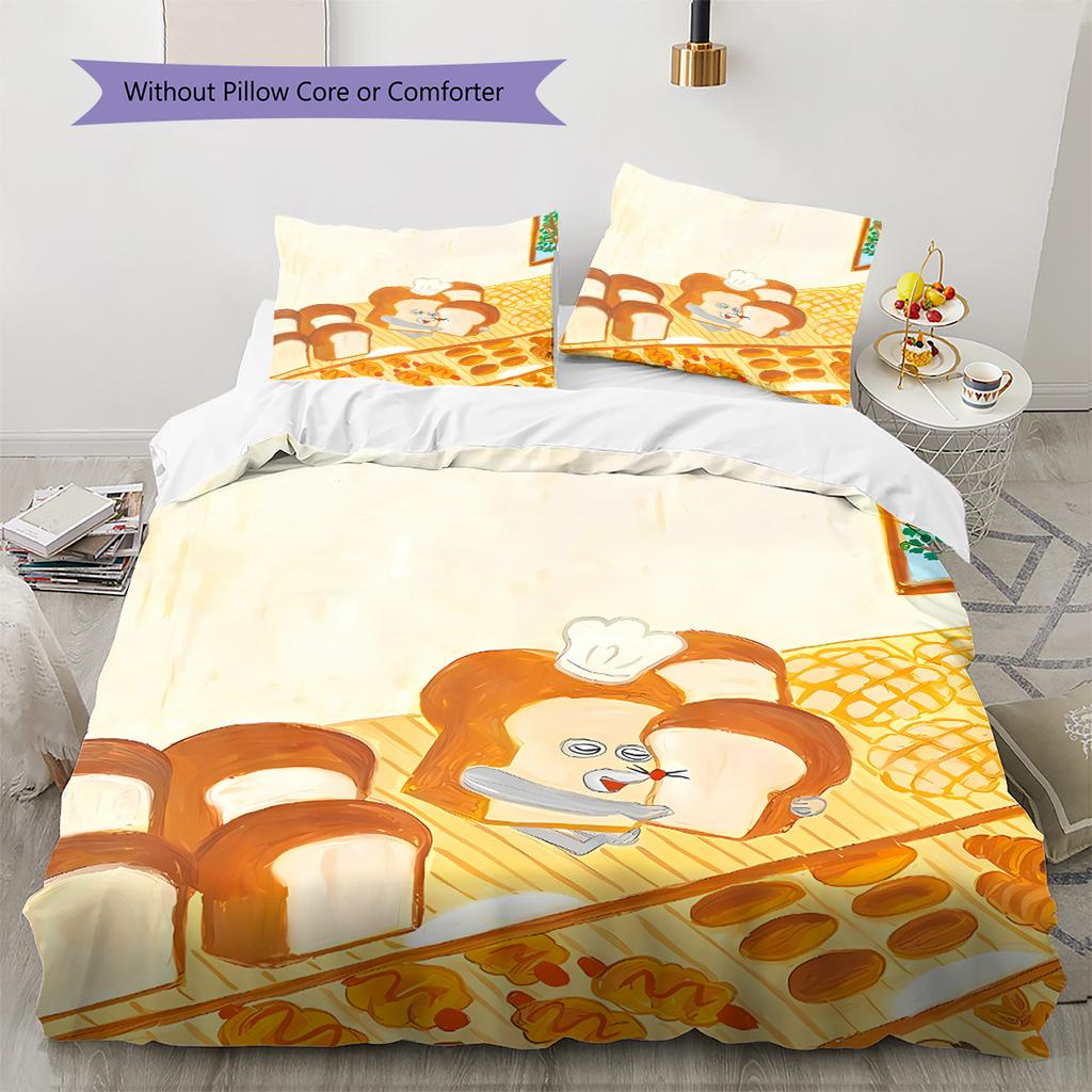 Bread Thief Pattern Bedding,Quilt Set Quilt Cover Pillowcase Home Birthday Gift (1 * duvet cover + 2 * pillowcase, without core)