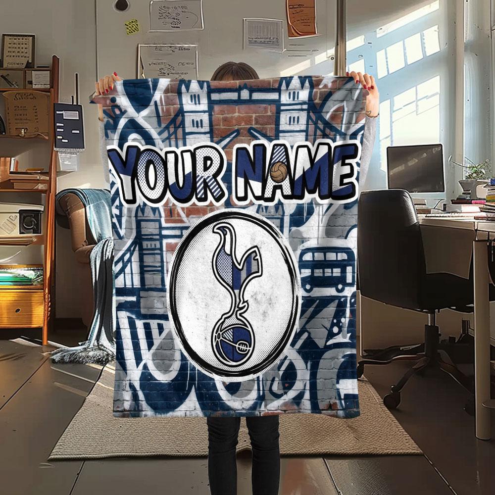 Custom Name,Tottenham Hotspur FC Printed Flannel Blanket, Soft Throw for Bedroom Sofa, Washable, Christmas Present, Great Gift.