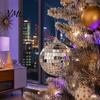 Reflective Disco Ball Decor for Car Rearview Mirror 6 Pcs Mini Silver Balls, Hanging Ornaments, Shiny Wedding Reception Decoration with Rope