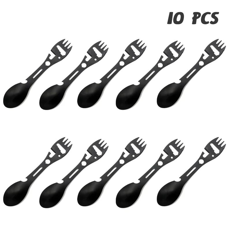 Multifunctional Outdoor Camping Tableware Portable Tableware Tools Soup Spoon Can Opener Picnic Hiking Forks Travel Equipment