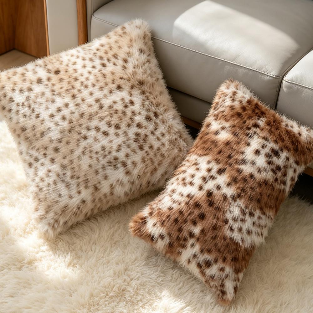 ACHETER MAINTENANT 1 PIÈCE Housse de Coussin Animal Longue en Peluche à Pois Housse de Coussin Décorative Confortable pour Canapé Salon