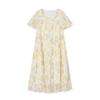 Elegant Floral Square-Neck A-Line Dress