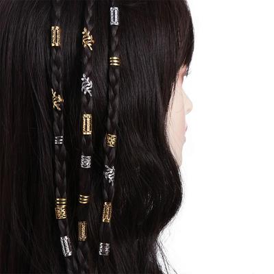40PCS Metal Cuff Clips Dreadlocks Beads Gold and Silver Hair Braid Tubes Mixed Hair Rings Set  Women
