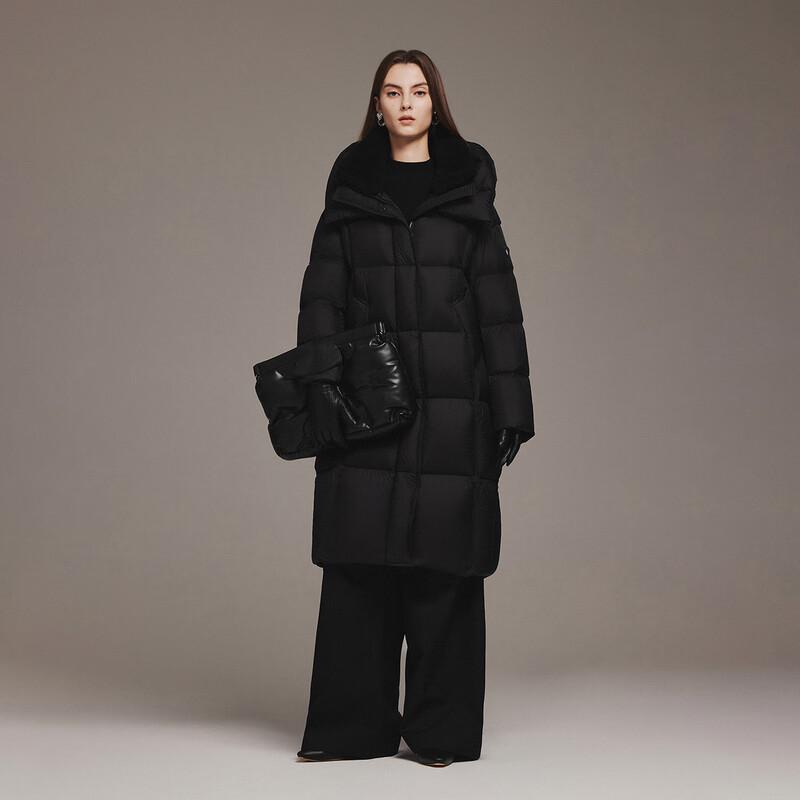 Tanboer Women's Long Down Jacket with Lamb Wool Collar TB5520850Z