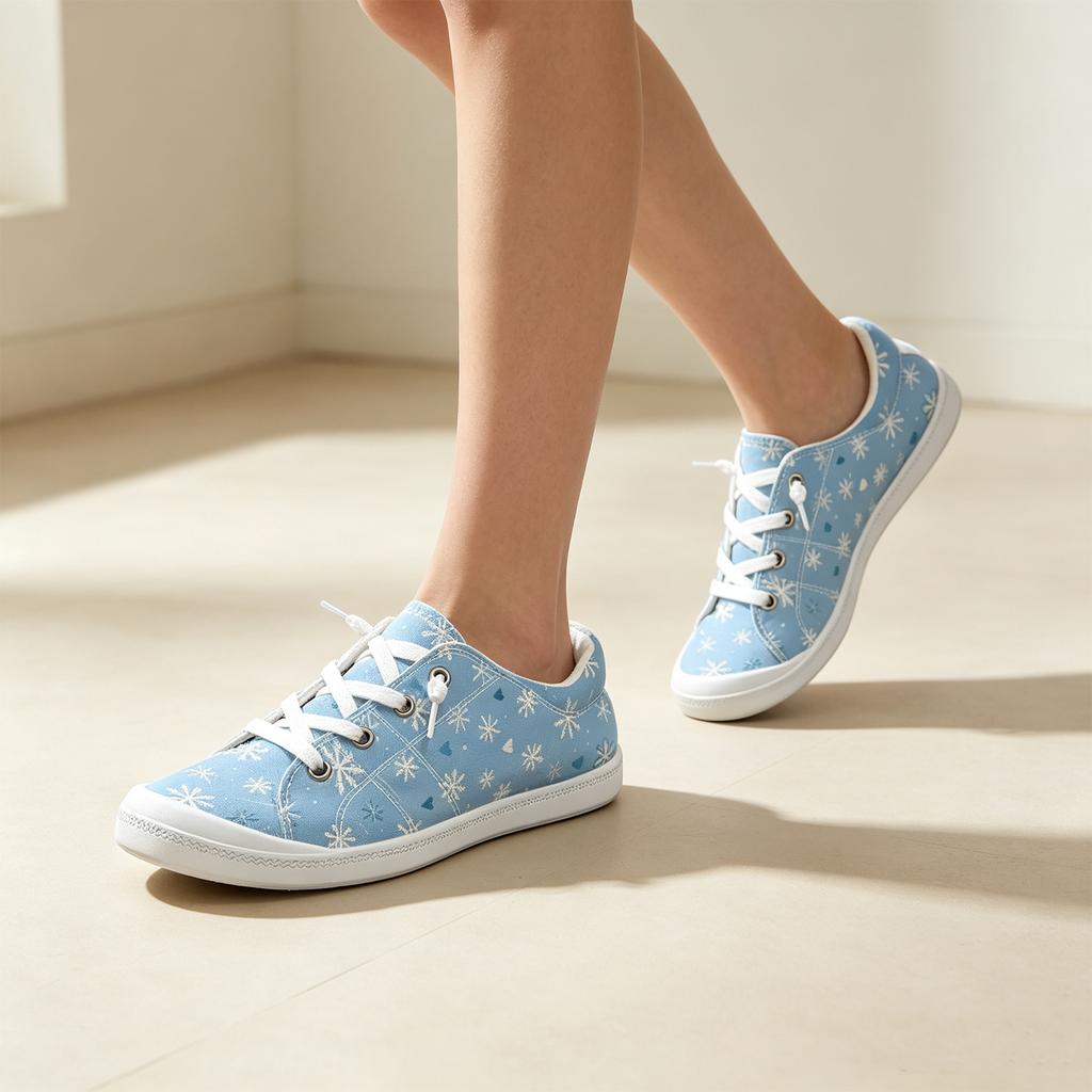 Women's Christmas Print Shoes Comfortable Flat Casual for Holiday