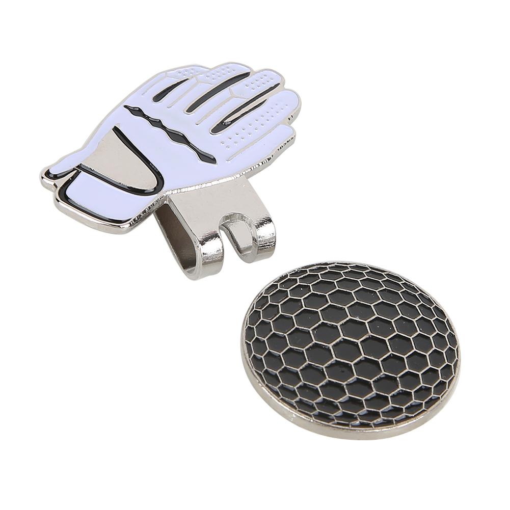 Mini Glove Shaped Stainless Steel Golf Hat Cap Clip with Magnetic Ball Marker Black   White