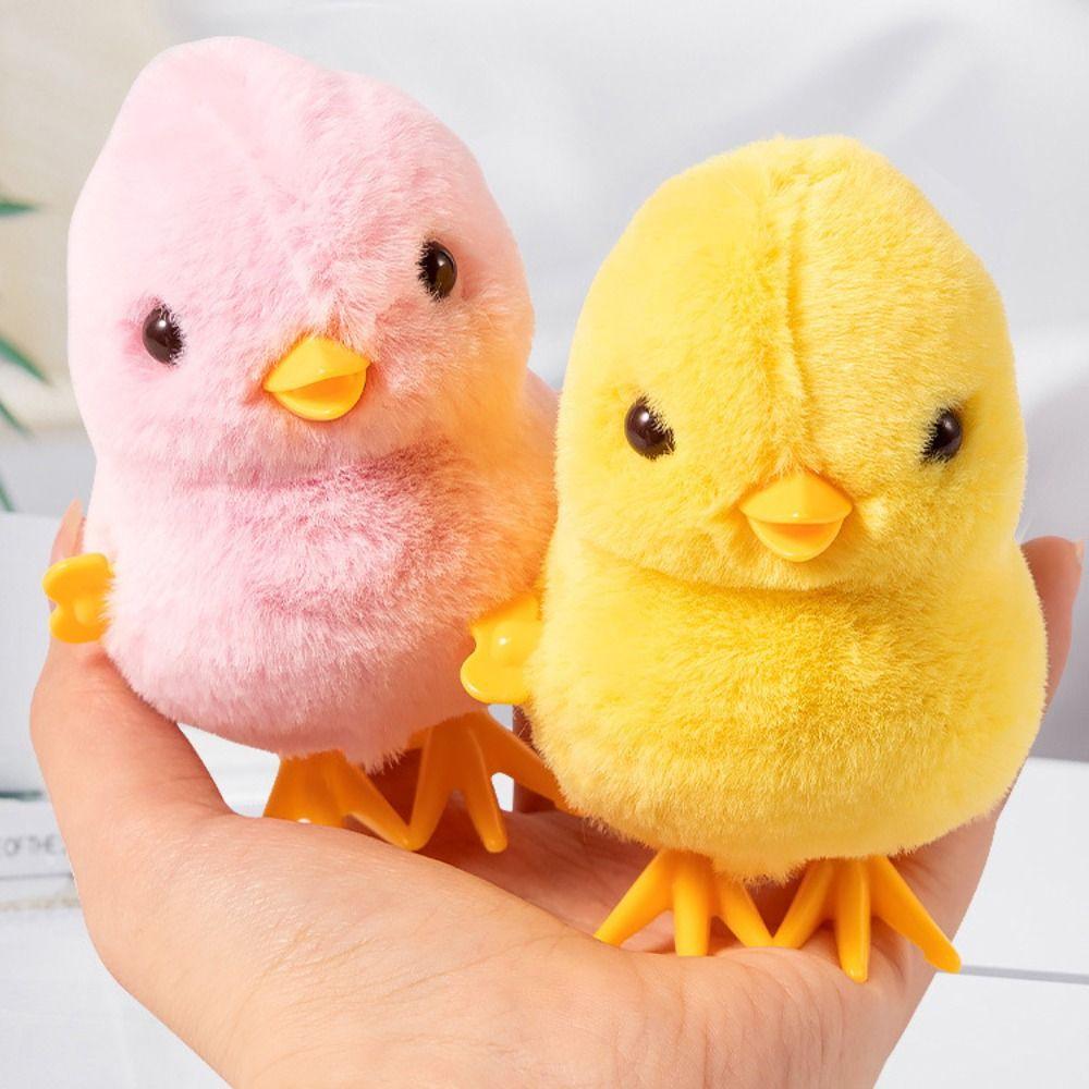 Plush Clockwork Spring Chicken Toy Cute Guide Baby Crawling Toy Duck Wind Up Jumping Toy  Cat Toy