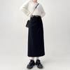 Women Split Suit Midi Skirts Summer Slim High Waist A Line Skirt Female Elegant Casual Office Lady Korean Vintage Black