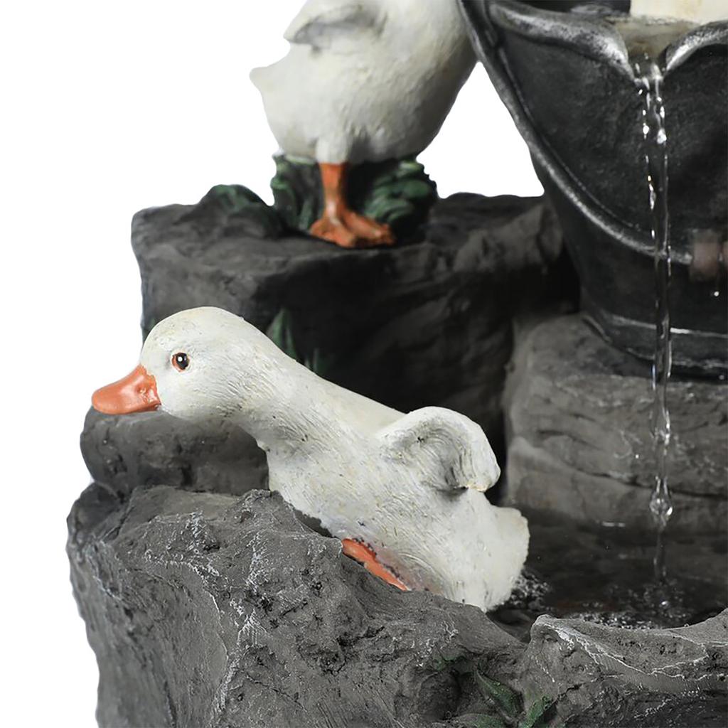 Animal Statue Solar Flowing Water Squirrel Duck Resin Sculptures Outdoor Garden Decoration Yard Ornaments with LED Lights