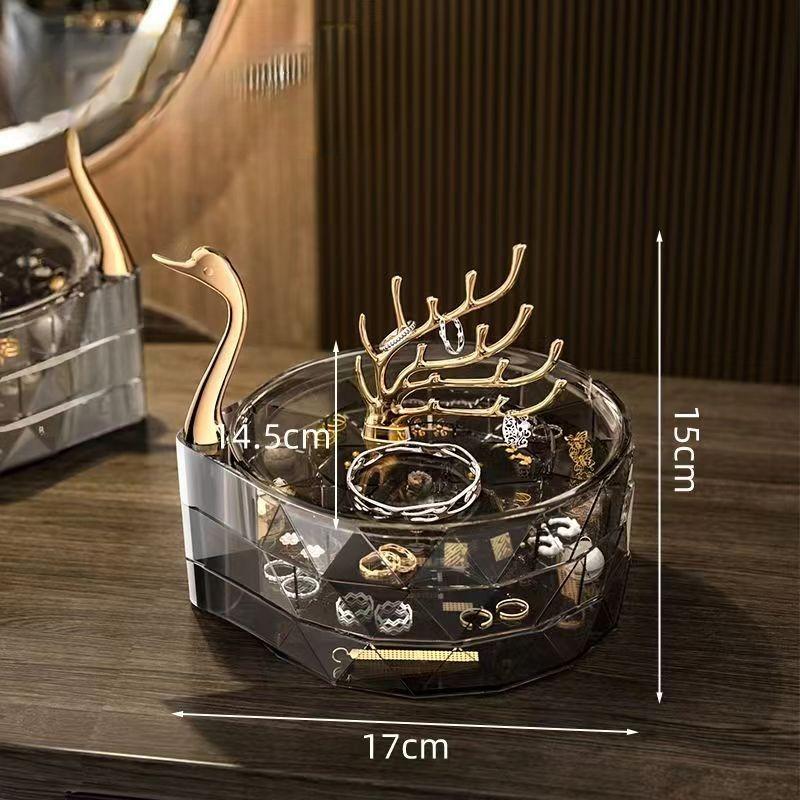 Swan Multi-Grid Jewelry Organizer for Necklace Earrings Rings Bracelets Rotatable Necklace Organizer Home Decoration Gifts