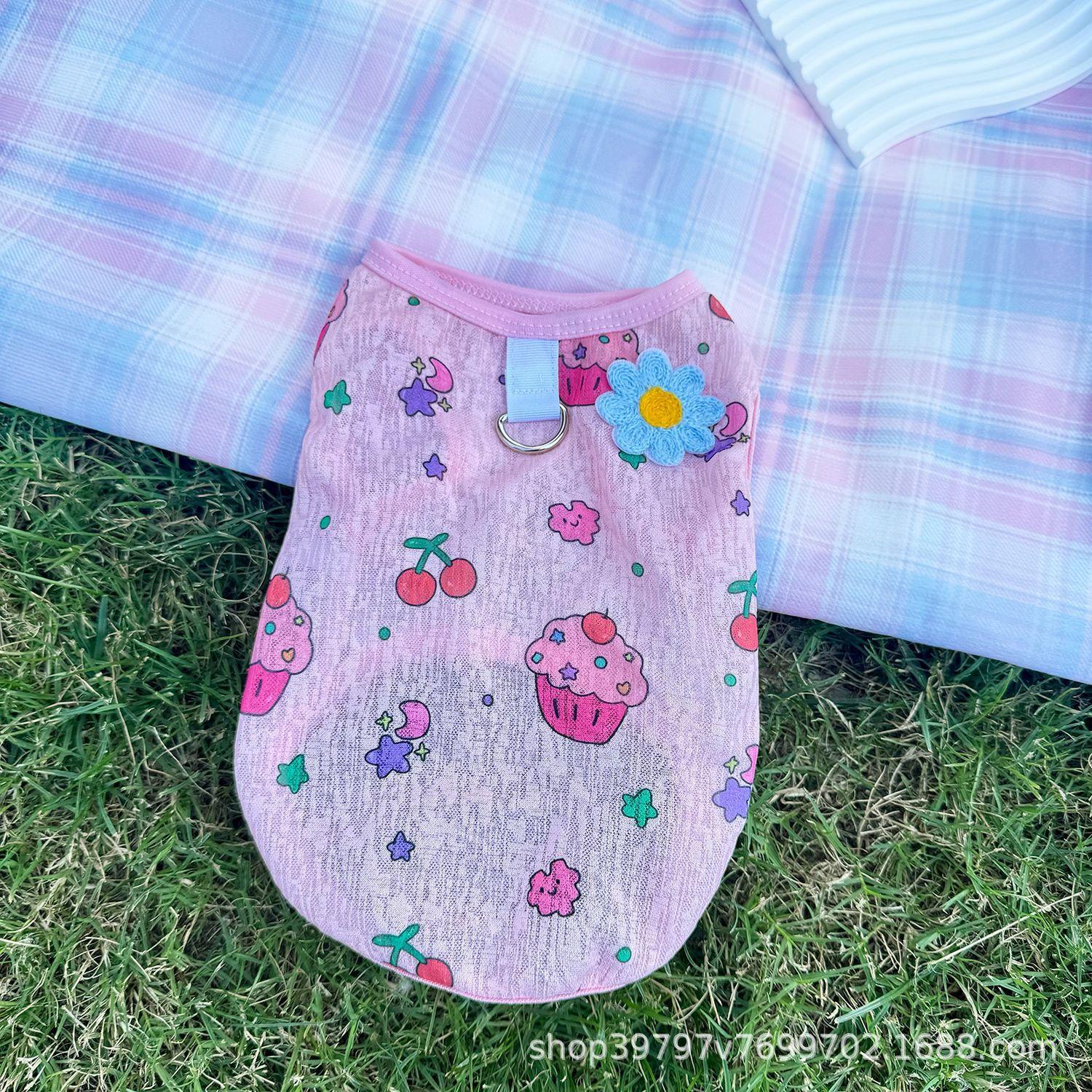 

Одежда для домашних животных Одежда для собак и кошек Жилеты Юбки Летняя прохладная одежда Предотвращает выпадение волос Дышащая Милая Тяговая одежда 2XL-