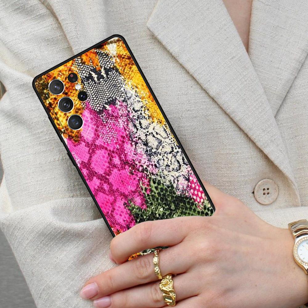 Snake Skin Print Cell Phone Case for Samsung Galaxy S26 Ultra S25 S24 S23 S22 S21 S20 Note10 Cover
