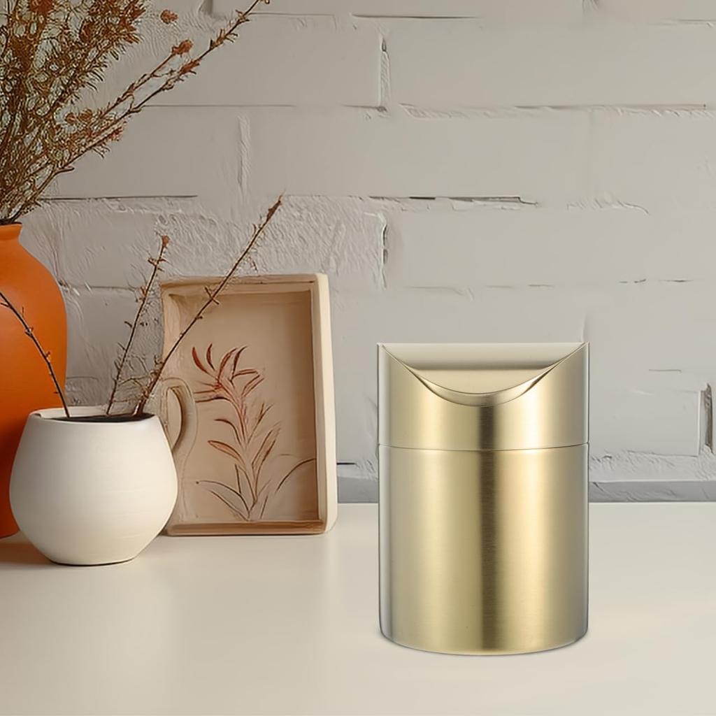 TOYMYTOY Tabletop Trash Small Mini Trash Mini Cosmetic Trash Tabletop Trash Can for Dressing Gold Can, Can, Basket, Can, Bathroom, Kitchen, Table,