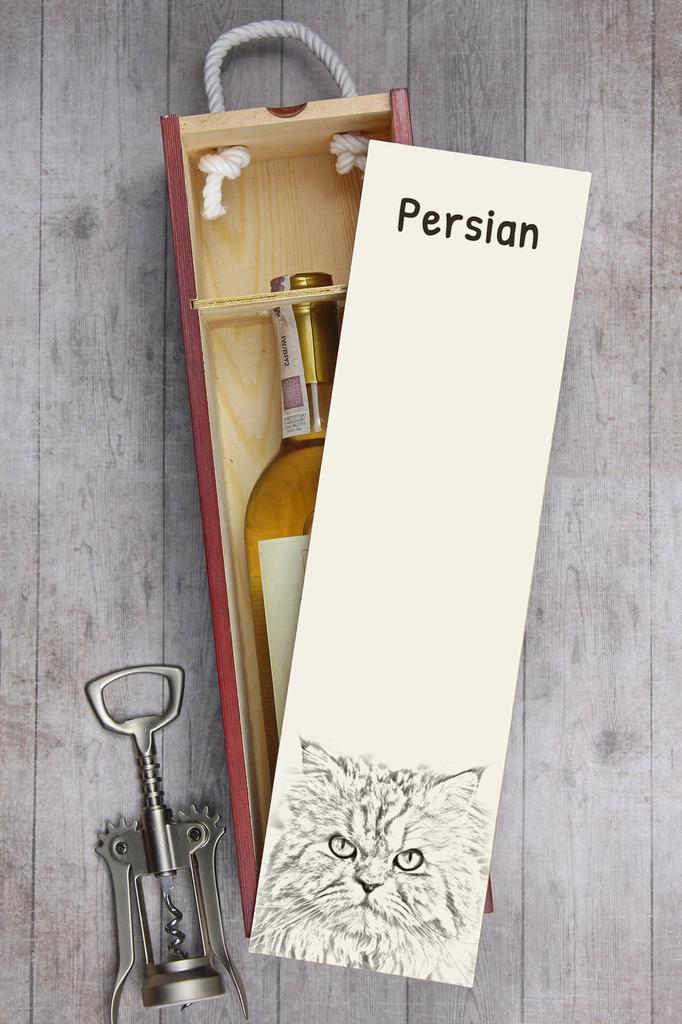 Persian - Wine Box with a Cat, Alcohol Box with Graphics, Personalized Gift Box from the Art-Dog Brand