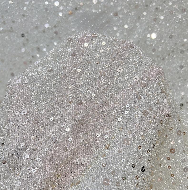 1/3/5Yard Fashion Colorful Embroidered Fabric for DIY Sewing Wedding Dress Skirt Mesh Material Shiny Sequin Embroidery
