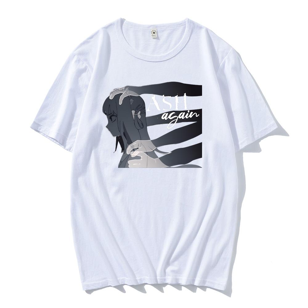 Gawr Gura & Casey Edwards Ash Again 2025 Tshir  Anime Print Fashion Harajuku Aesthetic Tee Summer Unisex Cotton High Quality Top